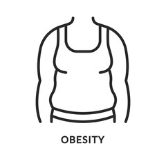 Obesity flat line icon. Vector illustration of fat person. Diabetes symptom.
