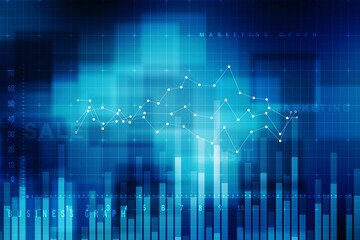 2d rendering Stock market online business concept. business Graph 