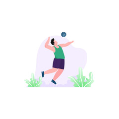 Young boy Handball player illustration design. Handball player vector. Handball player throwing ball and scoring goal