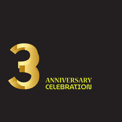 3 YEAR ANNIVERSARY CELEBRATION VECTOR DESIGN TEMPLATE ILLUSTRATION