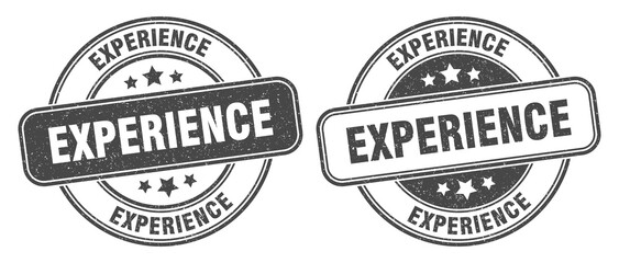 experience stamp. experience label. round grunge sign