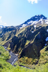 A small stream leading into the valley of Thorsmoerk, Fimmvorduhals hiking trail