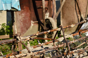 rusty on steel bar on construction site