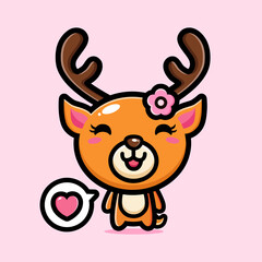 cartoon cute female deer animal vector design