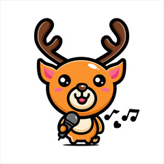 vector design of cute cartoon animal deer singing with mix