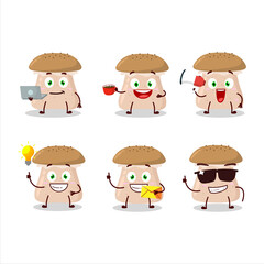 Honey fungus cartoon character with various types of business emoticons