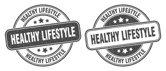 healthy lifestyle stamp. healthy lifestyle label. round grunge sign