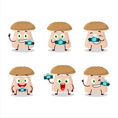 Photographer profession emoticon with honey fungus cartoon character