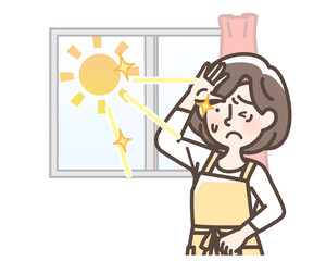 日光がまぶしい女性