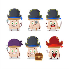 Cartoon character of honey fungus with various pirates emoticons
