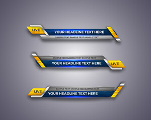 abstract modern geometric lower third banner template design. TV News Bars. broadcasting live streaming. interface template. Vector Illustration.