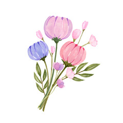 野の花の花束　水彩イラスト
