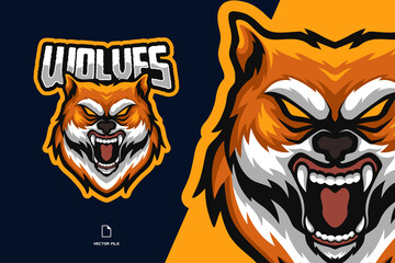 wolf mascot esport logo illustration