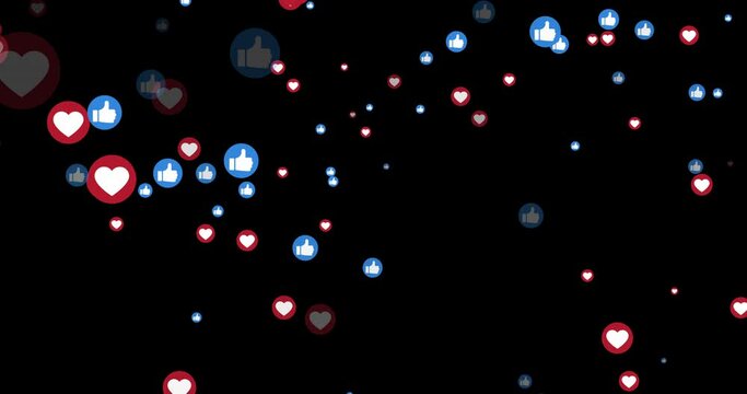 Mixed Social Media Icons Animated isolated on black background