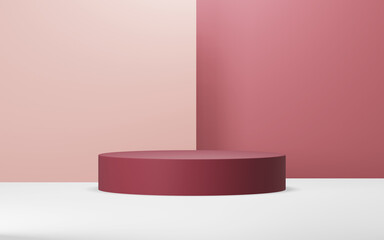 Podium abstract background. Geometric shape. pink pastel colors scene. Minimal 3d rendering. Scene with geometrical background. 3d render