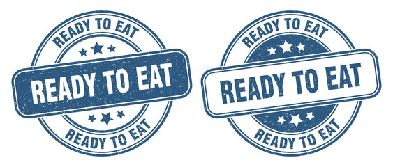 ready to eat stamp. ready to eat label. round grunge sign