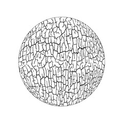 Ball covered with cracks, circle, sphere. Vector illustration. grunge background