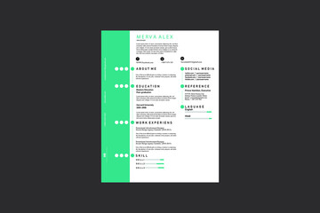 Vector minimalist cv / resume template - minimalistic black and white version