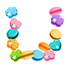 丸・花・ハートの形をしたカラフルなマカロン-2｜Colorful macaroons in the shape of circles, flowers and hearts-2