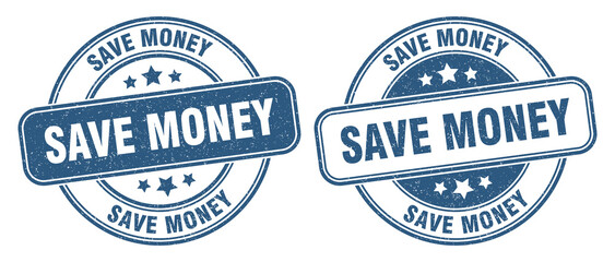 save money stamp. save money label. round grunge sign