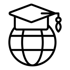 Globe with mortarboard, icon of global education