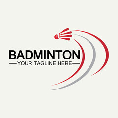 Badminton Logo vector icon illustration design template.Badminton Shuttlecock icon logo.Badminton sport logo template vector. Sport club logo concept