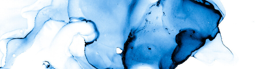 Abstract Blue and White Splash. Indigo Aquarelle.