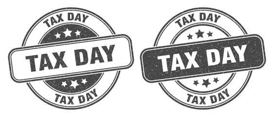 tax day stamp. tax day label. round grunge sign