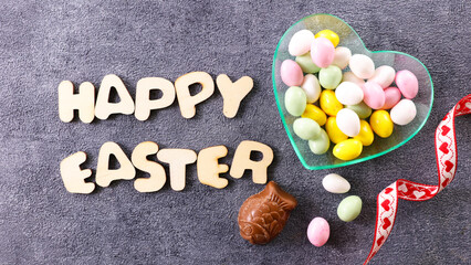 happy easter with chocolate egg decoration