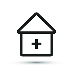 Hospital icon vector medical element for trendy design. Simple pictogram for mobile concept and web apps. Vector line medicine clinic center icon isolated on a white background. 