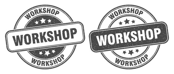 workshop stamp. workshop label. round grunge sign