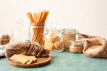 Set of different products on table
