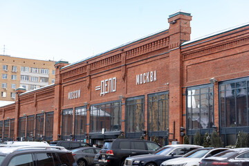 MOSCOW, RUSSIA-MARCH 07, 2021: food DEPOT in Moscow, trendy restaurants in one place, a large...