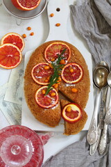 sponge cake with oranges