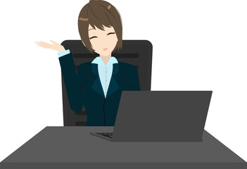 オフィスワーク中案内するビジネスウーマン