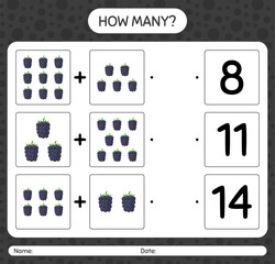 How many counting game with blackberry. worksheet for preschool kids, kids activity sheet, printable worksheet