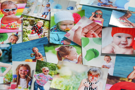 Printed photographs of children. A huge amount of printed materials.