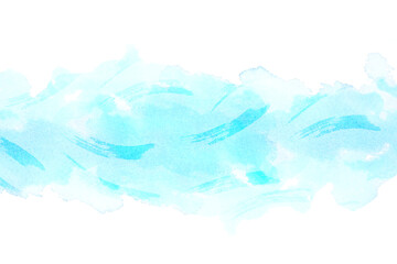 ウェーブとブルーの水彩タッチの背景素材　アブストラクト　
