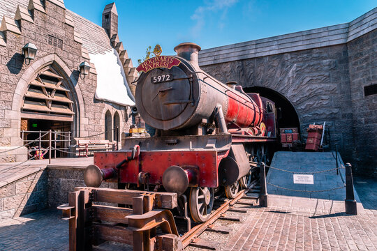 Universal Studios, Hollywood, Los Angeles, USA - Jun 30, 2016: Hogwarts Express train