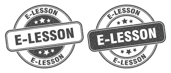 e-lesson stamp. e-lesson label. round grunge sign