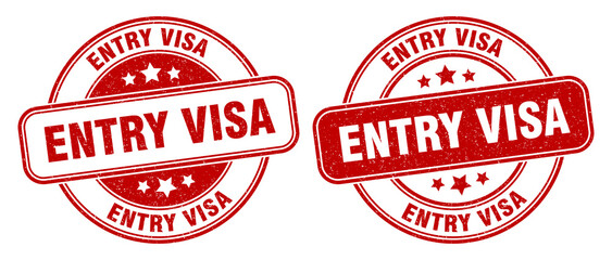 entry visa stamp. entry visa label. round grunge sign