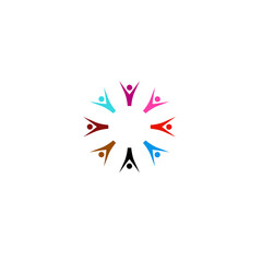 COLORFUL PEOPLE DESIGN SILHOUETTE ISOLATED ON WHITE