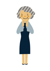 人物の素材。
パーティーのイメージイラスト。
フォーマルドレスのシニアの女性。
