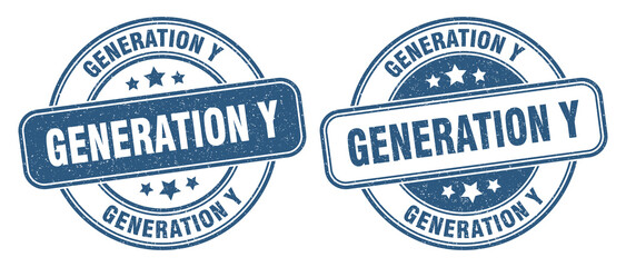 generation y stamp. generation y label. round grunge sign