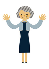 人物の素材。
パーティーのイメージイラスト。
フォーマルドレスのシニアの女性。
