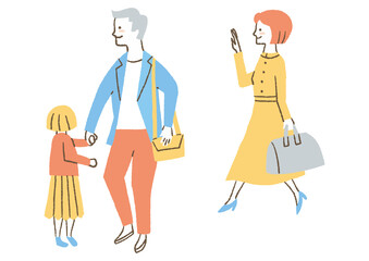 旅行している3人家族