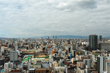 Fototapeta premium Bird's-eye view of Osaka city in Japan 
