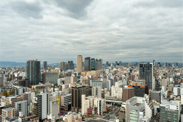 Fototapeta premium Bird's-eye view of Osaka city in Japan 