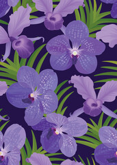 Seamless pattern of orchid flower background template. Vector set of floral element for wedding invitations, greeting card, brochure, banners and fashion design.