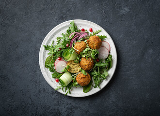 Falafel and fresh vegetables salad